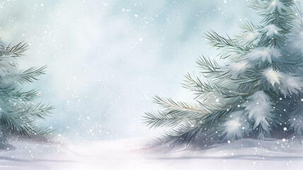 illustration of a Christmas winter backdrop, a traditional seasonal decoration for a greeting card
