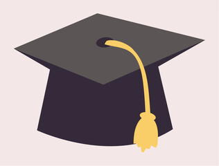 School element of colorful set. This charming flat cartoon illustration captures the essence of academic achievement with its school-themed design featuring a cap. Vector illustration.