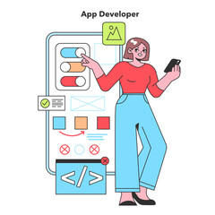 An App Developer taps into technology to create engaging mobile applications, showcasing the innovative spirit of software development in the digital age.