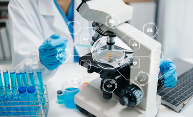 .Dctor work on digital tablet healthcare doctor technology tablet using computer in laboratory...