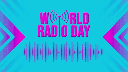 World Radio Day text on blue background for world radio day (World Radio Day).