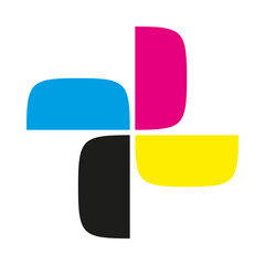 Four Rotating CMYK Half Squircles Icon