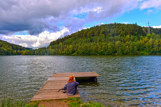 Marbach-Stausee im Odenwaldkreis (Hessen, Deutschland)