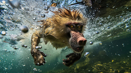 Diving baboon