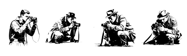 black and white silhouettes of cameraman 