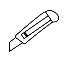 School element of colorful set. This minimalist design of a clerical knife in outline style symbolizes the precision and attention to detail that is essential in education. Vector illustration.