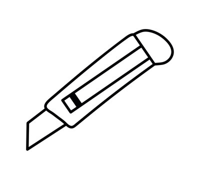 recommend clip art: School element of colorful set. This minimalist design of a clerical knife in outline style symbolizes the precision and attention to detail that is essential in education. Vector illustration.