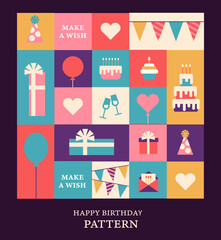 Happy Birthday vector pattern, background