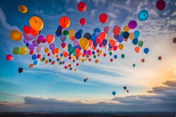 Colorful balloons in the sky