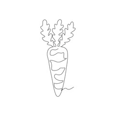 Continuous line drawing of carrot. Hand drawn style design vector illustration for food and natural resources conceptual