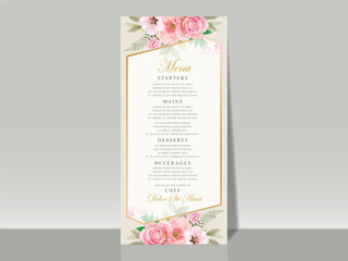 beautiful pink roses wedding invitation card set