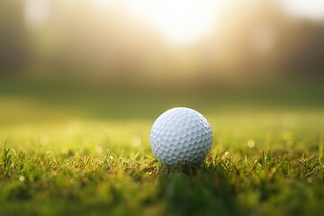 Golf Ball Close-Up with Green Bokeh Background - Ideal for Sports, Recreation, and Golfing Concepts