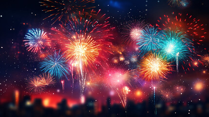 Fototapeta premium Chinese New Year fireworks and auspicious clouds festive illustration, celebrating Spring Festival concept illustration