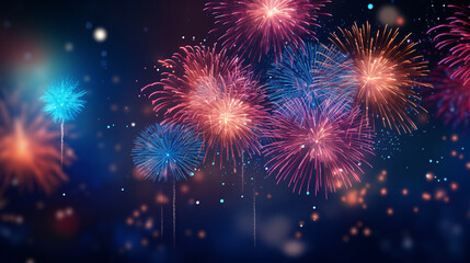 Naklejka premium Chinese New Year fireworks and auspicious clouds festive illustration, celebrating Spring Festival concept illustration