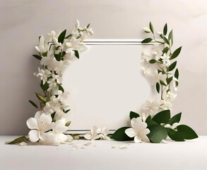 Wedding Frame with Leaves Suitable for Logo Mockup or Copy Space