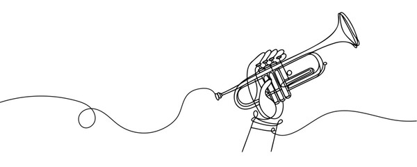 Continuous one line drawing of a saxophone. Vector illustration. - obrazy, fototapety, plakaty