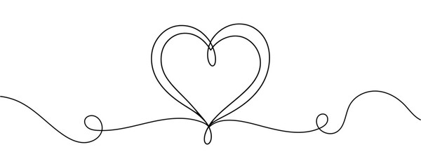 The heart is drawn in one line drawing. Vector illustration
