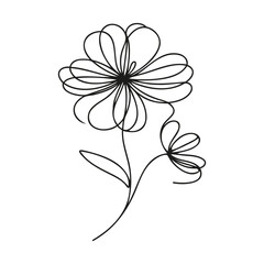 The flower is drawn as a continuous line. Vector illustration