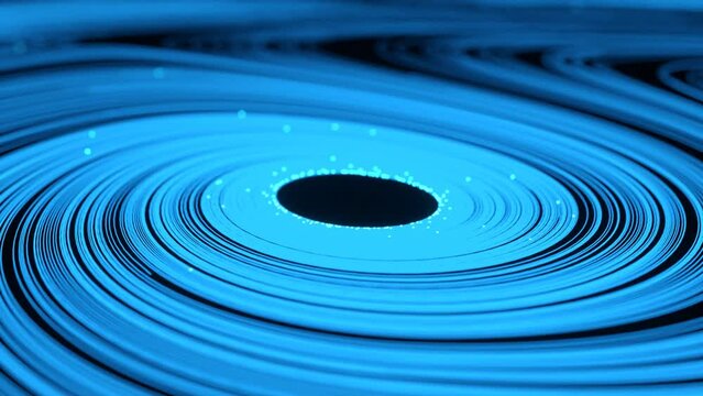 Abstract glowing lines twist into a spiral, 3D animation