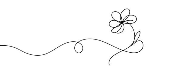 The flower is drawn as a continuous line. Vector illustration