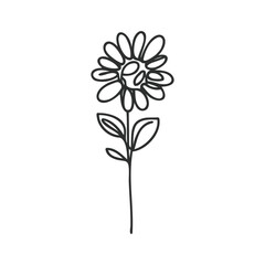The flower is drawn as a continuous line. Vector illustration