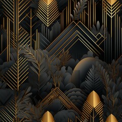 Golden pattern vectors with abstract geometric shapes and trendy textures for design projects