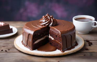 A delicious and spongy-looking looking chocolate cake