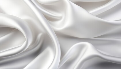 Obraz premium Closeup of elegant slightly crumpled white silk fabric cloth background with luxury texture design