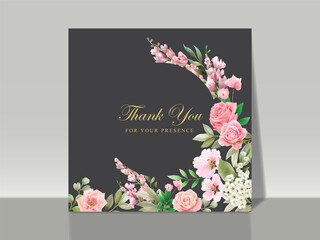 beautiful pink roses wedding invitation card set