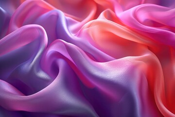 Ribbons of satin and silk textures in a seamless loop, Elegant undulating ribbons of satin in a vibrant abstract design, background