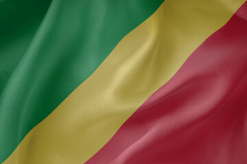 the Republic of the Congo waving flag close up fabric texture background