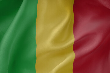 Fototapeta premium Mali waving flag close up fabric texture background