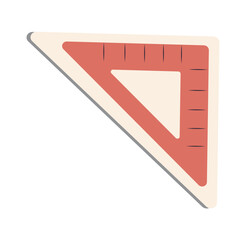 School sticker of cartoon colorful set. This lively sticker, featuring a trusty triangle ruler, embodies the importance of precision and accuracy in the world of education. Vector illustration.