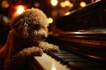 A furry friend finds their inner musician as they expertly tickle the ivories on an indoor...