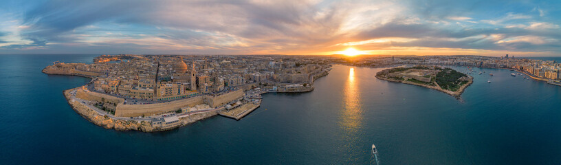 Malta- Aerial view of Valletta old town- capital city of the Island of Malta in the Mediterranean sea