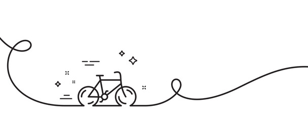 Bicycle transport line icon. Continuous one line with curl. Bike public transportation sign. Driving symbol. Bicycle single outline ribbon. Loop curve pattern. Vector