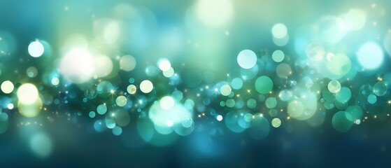 Abstract blue and green bokeh background - Christmas or spring concept - Blurred bokeh circles