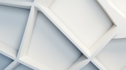 White tech background, with a geometric  structure. Clean, minimal design with simple futuristic forms.
