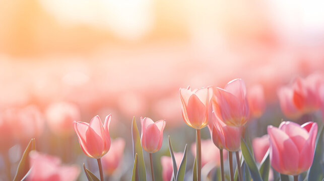 Beautiful tulip bouquet and bokeh background, Thanksgiving Mother's Day concept illustration