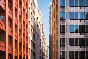 Fototapeta premium Facades of modern buildings in city district