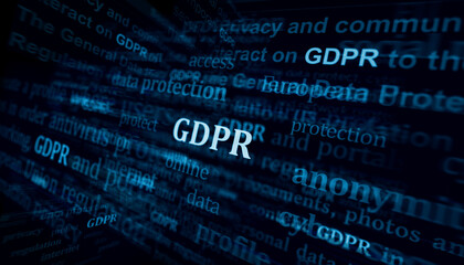 GDPR privacy data protection headline titles media 3d illustration