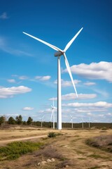 Fototapeta premium Wind turbine against blue sky