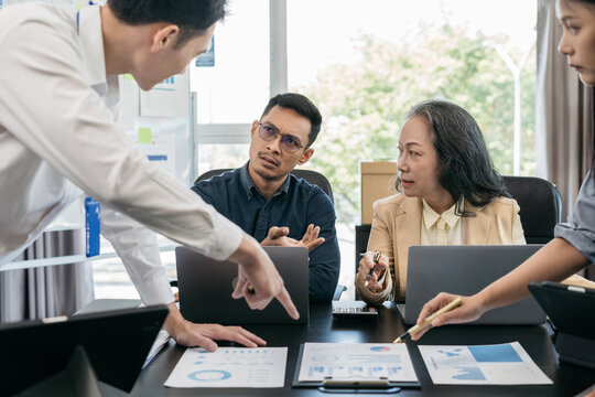 Project manager working and update tasks with milestones progress planning and professional investor working new start up project in the office.