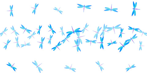 Fototapeta na wymiar Exotic cyan blue dragonfly isolated vector wallpaper. Summer funny damselflies. Decorative dragonfly isolated girly illustration. Gentle wings insects graphic design. Fragile beings
