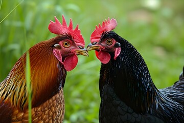 Fototapeta premium Chicken are mating