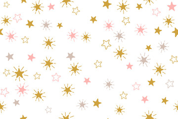 Stars childish vector seamless pattern graphic design. New Year gift wrapping pattern.