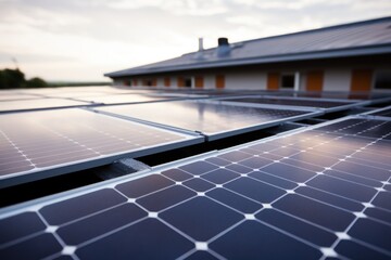 Close up of photovoltaic panels on roof