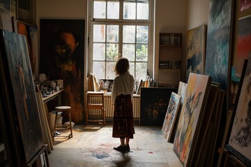 Female atelier standing in studio 