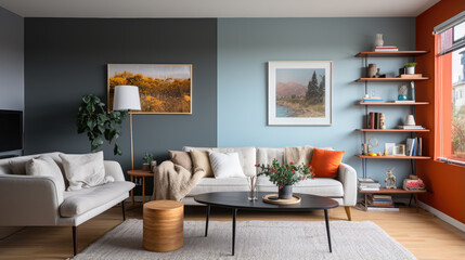Fototapeta na wymiar Colorful interior in the living room.