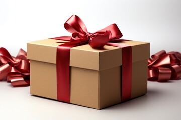 Obraz premium Gift box open lid on isolated on white background with romantic, presents for Christmas day or valentine day, package with congratulation, wrapped paper, spring for decoration, holiday concept.